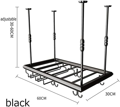 Wordfun Adjustable Wine Glass Rack for Ceiling Black Iron