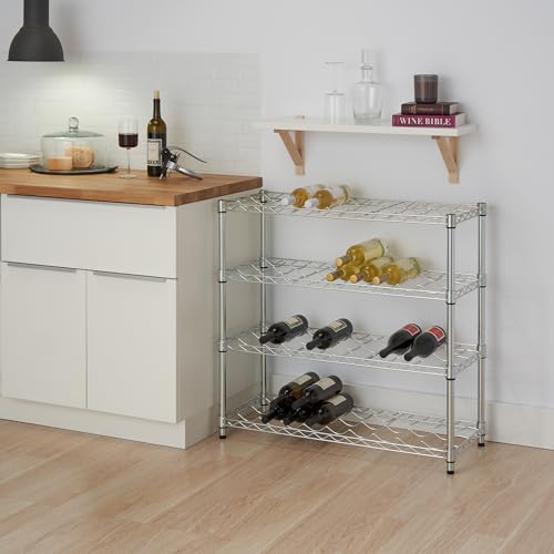 TRINITY 4-Tier Adjustable Wine Rack Freestanding Chrome