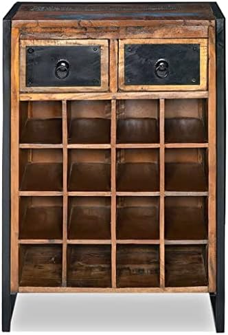 Wine Rack Cabinet for 16 Bottles Solid Reclaimed Wood