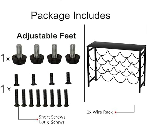 12 Bottles Waved Standing Floor Wine Rack Organizer Black