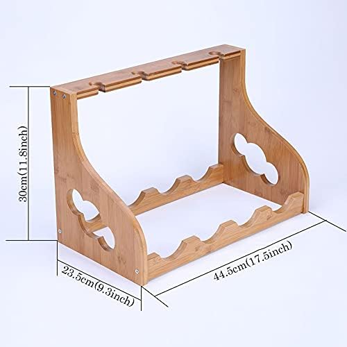 NWB Bamboo Wine Rack with Glass Holder 4 Bottles 4 Glasses