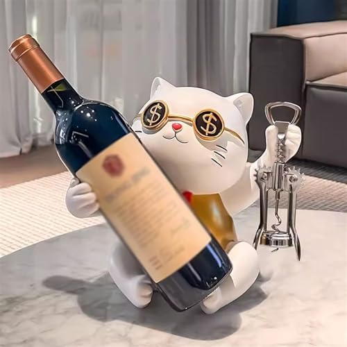 Stylish Tabletop Wine Rack with Fortune Cat Design