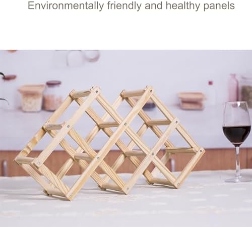 NALoRa Foldable Wood Wine Rack with 10 Bottle Capacity