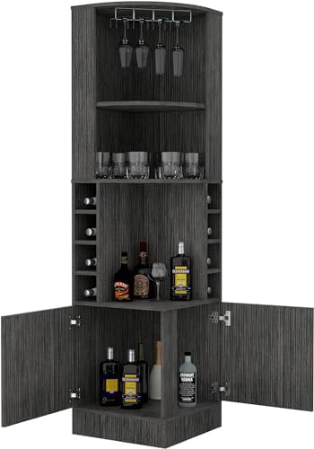 Extra Large Capacity Wine Cabinet with Double Doors and 8 Shelves