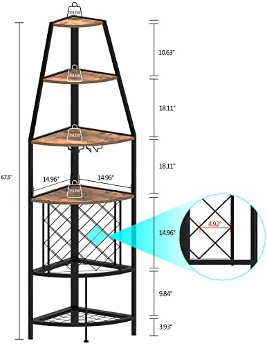 Espelism 5-Tier Corner Wine Rack with LED Light 1