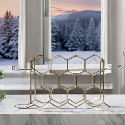 Melvvi Gold Wine Rack with 2 Glasses 14 Bottle Storage