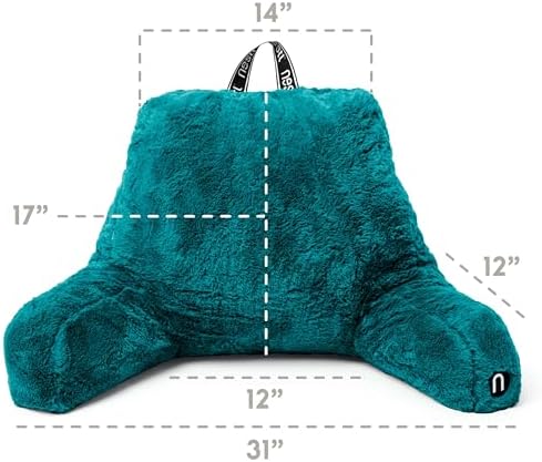 Nestl Teal Faux Fur Reading Pillow with Lap Desk