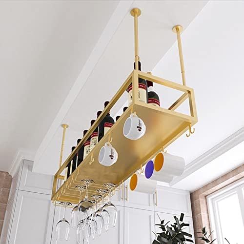 Suuim Ceiling Wine Rack with Stemware Holder Gold