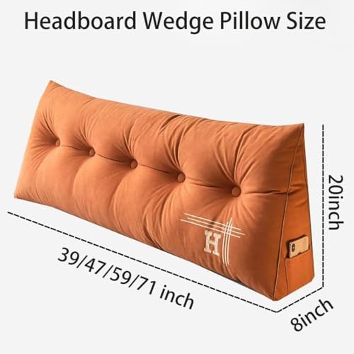 TESICA Wedge Pillow with Headboard Design Brown Grey Twin Size