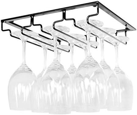 ZJDYDY 4 Rows Black Wine Glass Rack