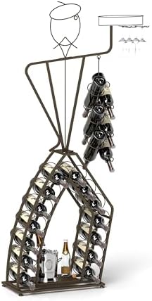Unique Design Freestanding Wine Rack with Rustic Gold Finish