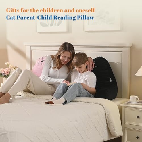 SUNSIDE Kitty Reading Pillow with Memory Foam and Zipper Cover