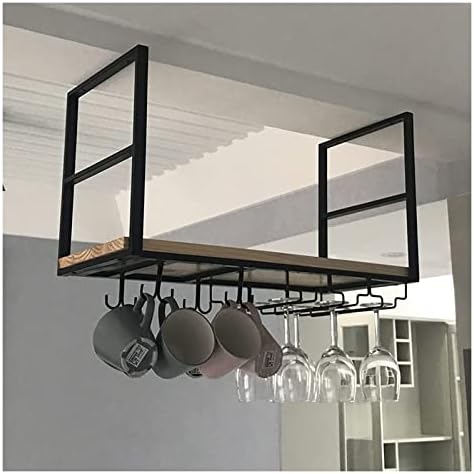Wine Rack Wall-Mounted Industrial Solid Wood and Iron Shelf