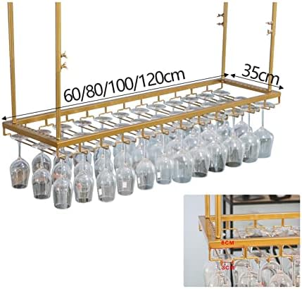 Ceiling Wine Rack Holder Adjustable Iron Stemware Storage for Kitchen Bar