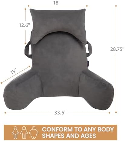 Unisakey Reading Pillow with Headrest and Pockets