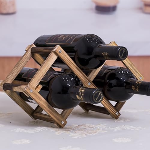 NALoRa Foldable Wood Wine Rack with 10 Bottle Capacity