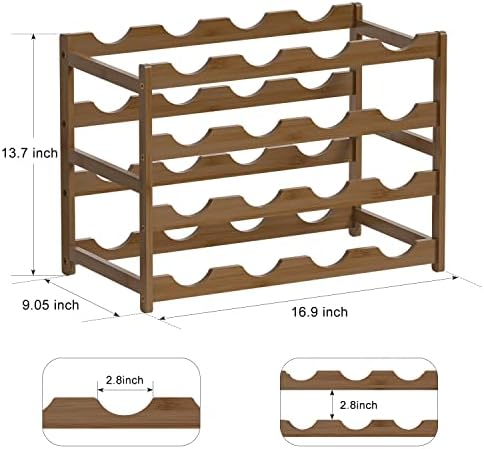 Ruichang 4-Tier Bamboo Wine Rack - 16 Bottle Capacity