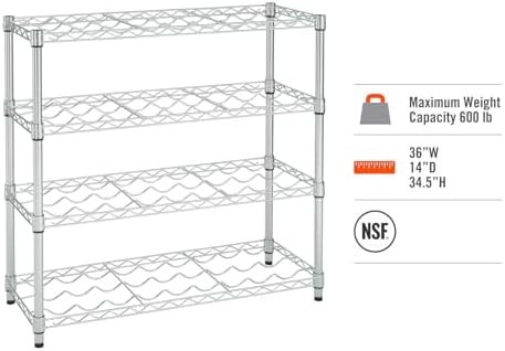 TRINITY 4-Tier Adjustable Wine Rack Freestanding Chrome