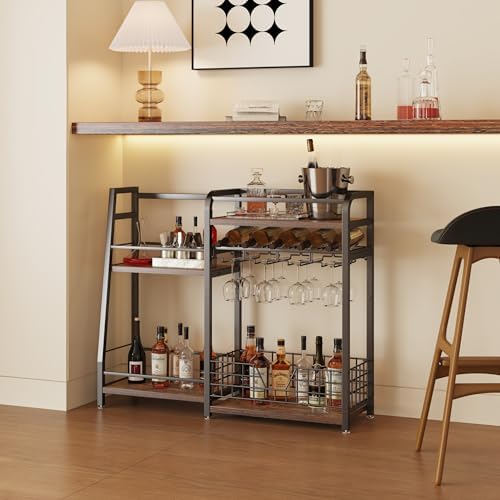 Modern Wine Rack with LED Lights 4 Rows