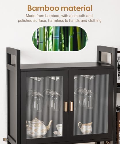 Cozivolife 4-Tier Freestanding Wine Cabinet Black