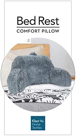 Klear Vu Shaggy Bed Rest Back Support Pillow - Large 30x21 Gray