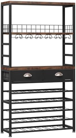Homeiju 6-Tier Freestanding Wine Cabinet with Drawer and Storage