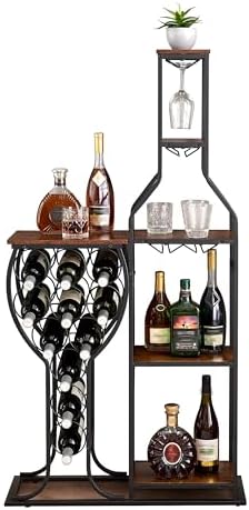 CIATRE 11 Bottle Freestanding Wine Rack with Glass Holder