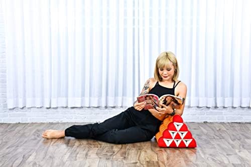 Leewadee Triangle Pillow Kapok Filled Comfortable Reading Backrest 20x13x13 Inches Orange Red