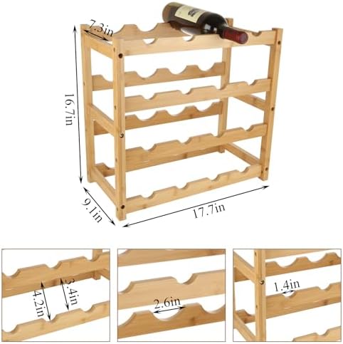LDXDRU 4 Tier Bamboo Wine Rack for Countertop