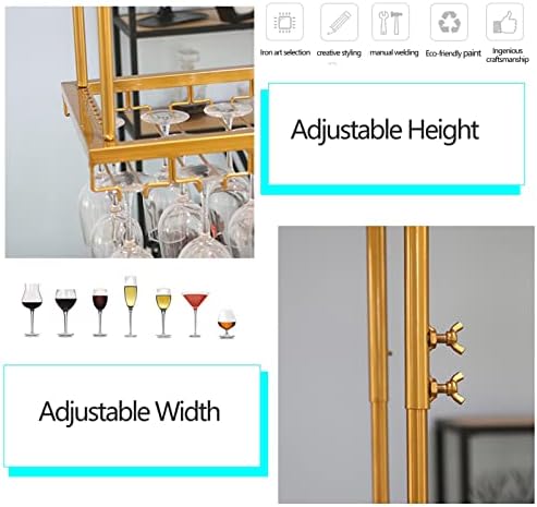 Ceiling Wine Rack Holder Adjustable Iron Stemware Storage for Kitchen Bar