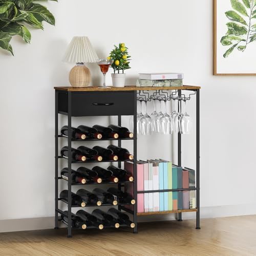 OYEAL 5 Tier Freestanding Wine Rack with Storage