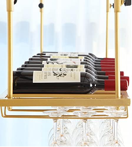 Sturdy Iron Wine Rack with Adjustable Holder and Decorative Shelf