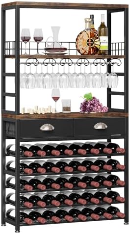 Homeiju 6-Tier Freestanding Wine Cabinet with Drawer and Storage