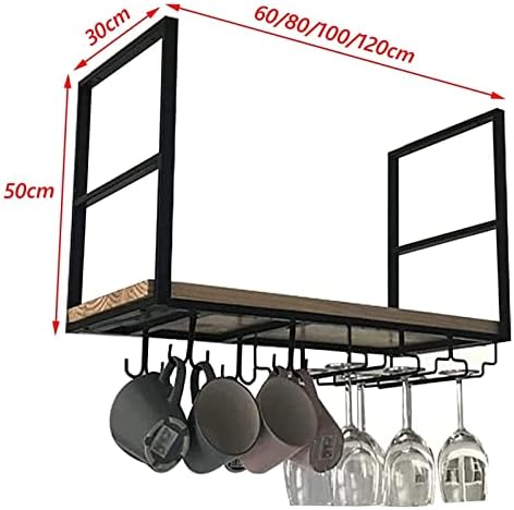 Wine Rack Wall-Mounted Industrial Solid Wood and Iron Shelf