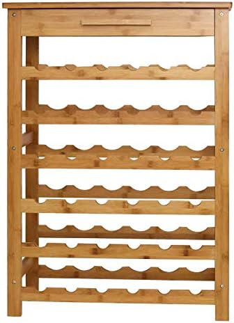 Peachtree Audio 36-Bottle Bamboo Wine Rack with Drawer 1
