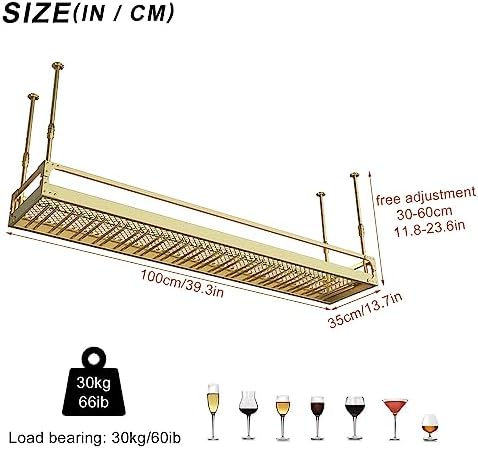 Generic Adjustable Ceiling Wine Glass Rack with LED Light