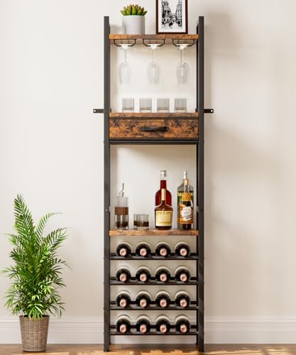 Vilaxing Freestanding Wine Rack with Storage Drawer