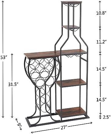 CIATRE 11 Bottle Freestanding Wine Rack with Glass Holder