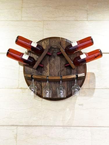 Handmade Oak Wine Glass and Bottle Display
