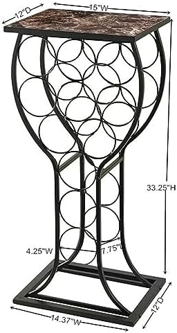 Metal Wine Rack with Faux Marble Finish Black