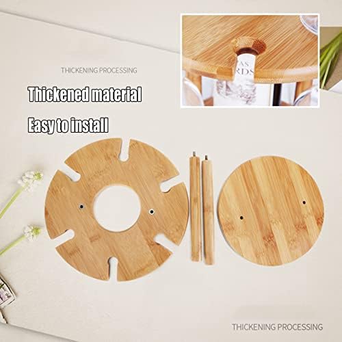 WORDFUN Bamboo Wine Holder with 6 Glasses