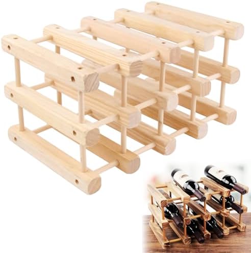 YYRZZ 12 Bottle Tabletop Wine Rack Wooden Holder Stand