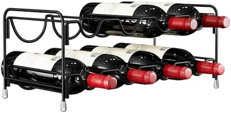 Nuovoware Double Wave Wine Rack 8 Bottle 2 Tier Black