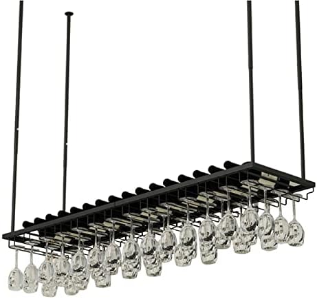 Ceiling Hanging Wine Rack Black Adjustable Metal Holder
