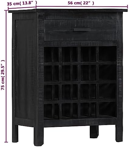 YAFF Black Wine Rack 22x138x295 Solid Mango Wood