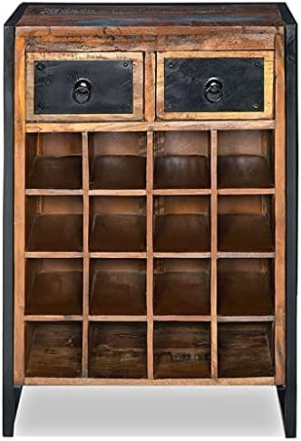 Makastle Wooden Wine Rack 16 Bottles 2 Drawers Freestanding