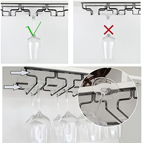 WORDFUN Wine Glass Hanging Rack Black 3 Slots