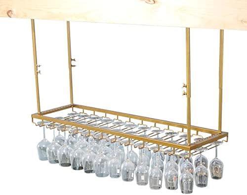Ceiling Wine Rack Holder Adjustable Iron Stemware Storage for Kitchen Bar