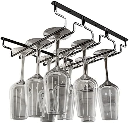 Hanging Wine Glass Rack Black 5 Slots - Durable Stemware Holder