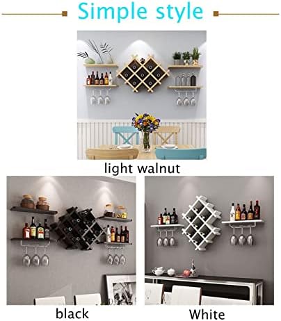 Suuim Wall Shelves - Solid Wood Wine Rack with Glass Holder